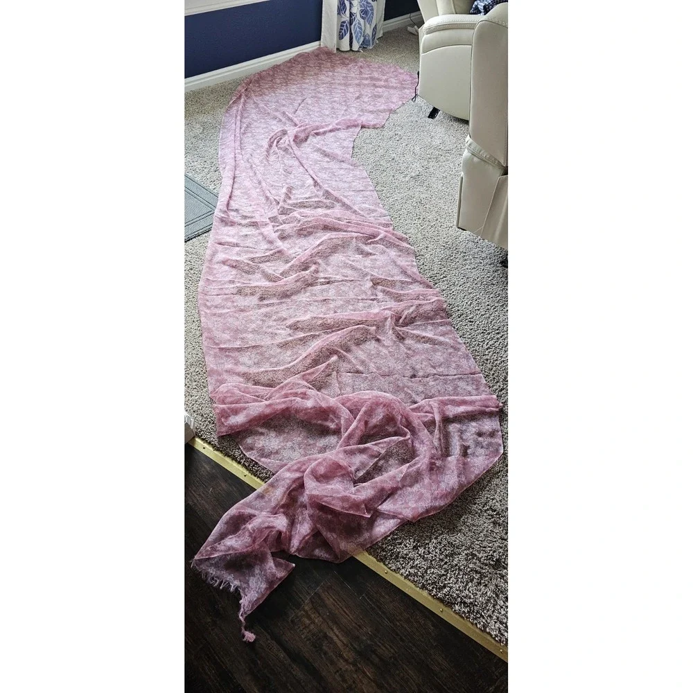 Vintage 2000s Sheer Mauve 4+ Yards Dogwood Rose Floral Flower Fabric #34